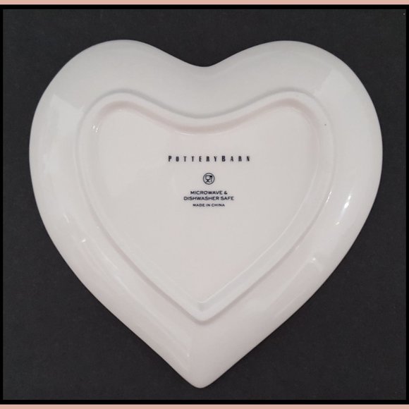 NEW Pottery Barn Set of 4 Watercolor Heart Shaped Stoneware Appetizer Plates - Picture 3 of 5